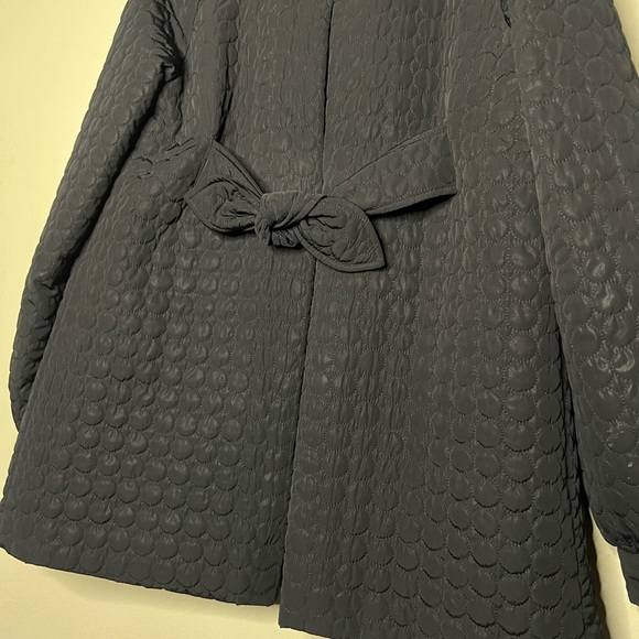 Betsey Johnson Black Quilted Heart Button Back Bow Babydoll Jacket Coat - Picture 15 of 16